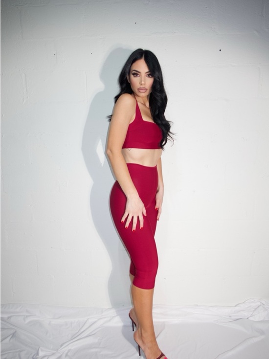 naked wardrobe Pants - naked wardrobe Crimson High-Waist Capri Set